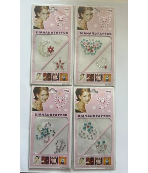 4 Adet Birden Mini Face Gems Kristal Yüz Taşı Seti