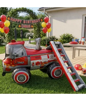4D Merdivenli İtfaiye Arabası Şekilli Folyo Balon