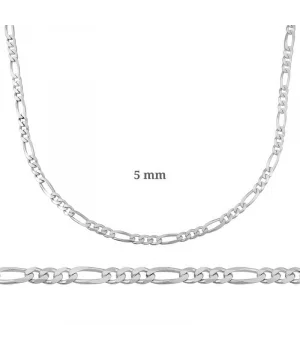 5 mm Gümüş Figaro Zincir - 140 mikron