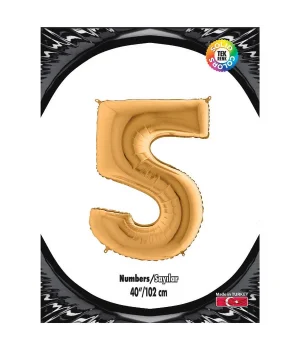 5 Rakam Altın Folyo Balon 40