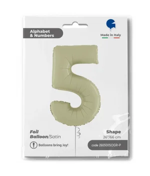 5 Rakam Grabo Satin Olive Green Folyo Balon 26