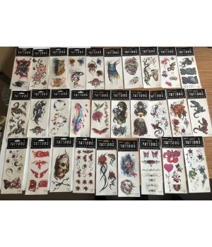 50 Adet Birden Sticker Yapıştırma Tattoo Dövme Seti Karışık Desen