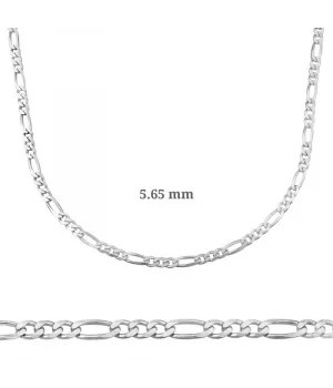 5.65 mm Gümüş Figaro Zincir - 160 mikron