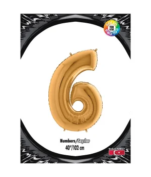 6 Rakam Altın Folyo Balon 40