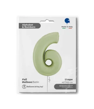6 Rakam Grabo Satin Olive Green Folyo Balon 26