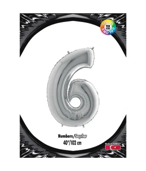 6 Rakam Gümüş Folyo Balon 40