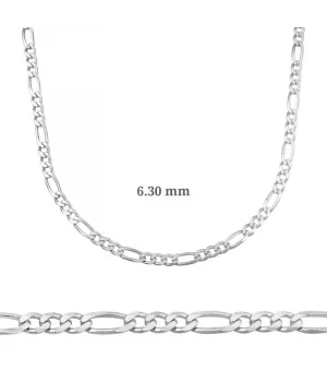 6.30 mm Gümüş Figaro Zincir - 180 mikron