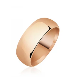 8 mm Düz Bombeli Rose Gümüş Alyans