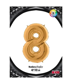 8 Rakam Altın Folyo Balon 40