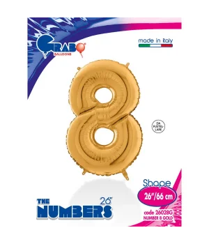 8 Rakam Grabo Altın Folyo Balon 26