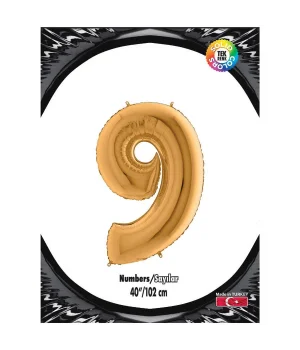 9 Rakam Altın Folyo Balon 40