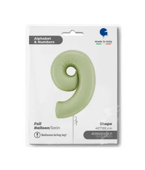 9 Rakam Grabo Satin Olive Green Folyo Balon 26