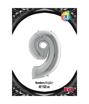 9 Rakam Gümüş Folyo Balon 40