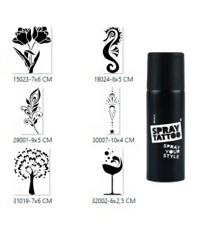 Ağaç Ve Çiçek Sprey Dövme Seti Spray Tatto