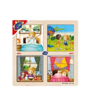 Ahşap Eğitici 4'lü Puzzle