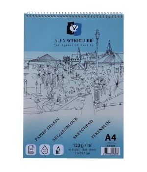 Alex Schoeller Spiralli Eskiz Çizim Defteri 120 gr. A4 40 yp.