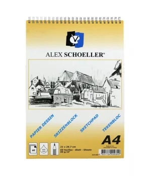 Alex Schoeller Spiralli Eskiz Çizim Defteri 90 gr. A4 60 yp.