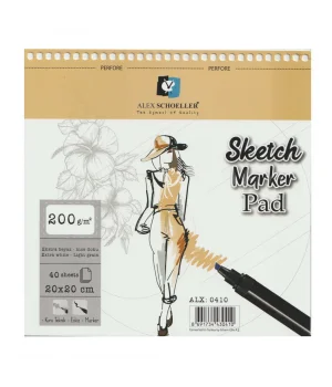 Alex Schoeller Spiralli Sketch Marker Defteri Pad 200 gr. 20x20 cm. 40 yp.