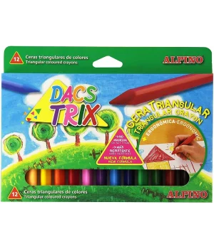 Alpino Dacstrix Üçgen Mum Boya 12 Renk Plastik Çantalı
