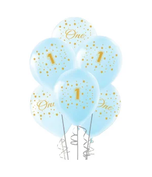 Altın First Year Baskılı Mavi Balon 12
