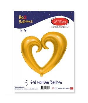 Altın İçi Boş Kalp Folyo Balon 40