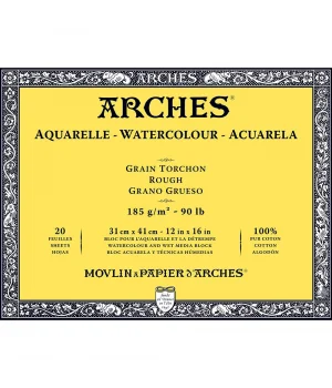 Arches Sulu Boya Defteri Blok Rough - Kalın Doku 185 gr. 31x41 cm. 20 Yaprak