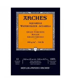 Arches Sulu Boya Defteri Blok Rough - Kalın Doku 300 gr. 15x21 cm. 12 Yaprak