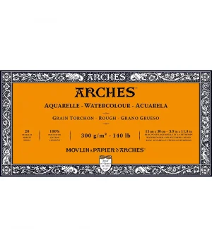 Arches Sulu Boya Defteri Blok Rough - Kalın Doku 300 gr. 15x30 cm. 20 Yaprak