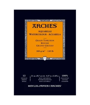 Arches Sulu Boya Defteri Blok Rough - Kalın Doku 300 gr. 21x29 cm. 12 Yaprak