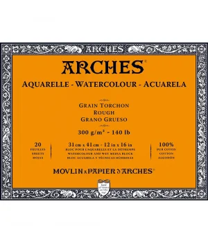 Arches Sulu Boya Defteri Blok Rough - Kalın Doku 300 gr. 31x41 cm. 20 Yaprak