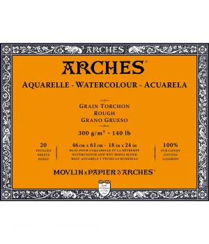 Arches Sulu Boya Defteri Blok Rough - Kalın Doku 300 gr. 46x61 cm. 20 Yaprak