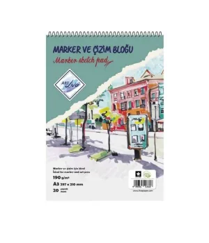Art Liva Marker ve Çizim Defteri 190 gr. A3 20 yaprak