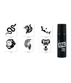 Aslan Ve Yılan Geçici Sprey Dövme Seti Spray Tatto