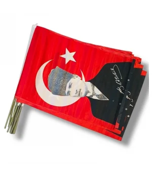 Atatürk Bayrağı Sopalı 50x75 cm