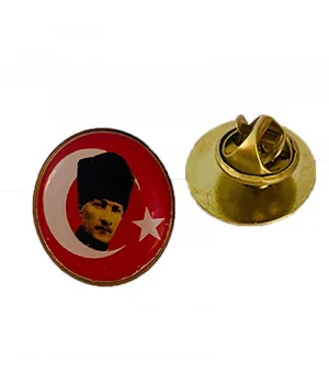 Atatürk Kalpaklı Bayrak Rozet (20 mm)