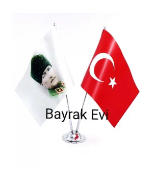 Atatürk Kalpaklı Masa Bayrağı