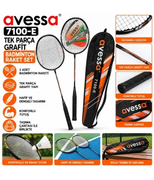 Avessa 7100-E Grafit Badmington Raketi Seti