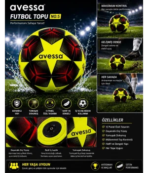 Avessa Estrella Futbol Topu 12 Panel No5 Sarı