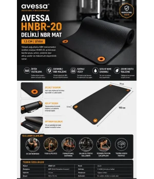 Avessa Hnbr-20 Delikli Nbr Mat 1,5 Cm Siyah