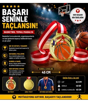 Avessa Mad-Bas-1 Basketbol Figürlü Madalya 6.5 Cm