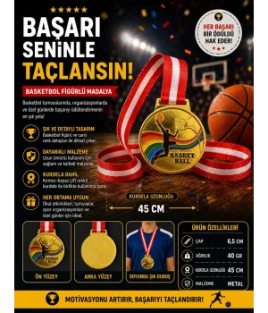 Avessa Mad-Bas-2 Basketbol Figürlü Madalya 6.5 Cm