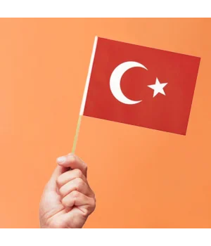 Ay Yıldız Ahşap Çıtalı Kuşe Bayrak 20x30