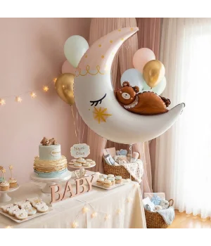 Ayda Uyuyan Sevimli Ayıcık Folyo Balon