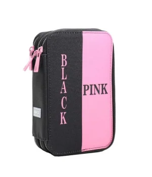 Bback 3 Katlı Kalem Çantası / Kalemlik / Kalem Kutusu Black Pink