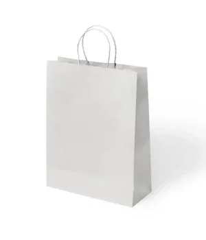 Beyaz Büküm Saplı Kraft Çanta 31x41cm