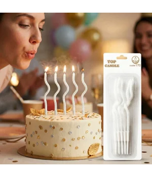 Beyaz Simli Kıvrımlı Doğum Günü Pasta Mumu