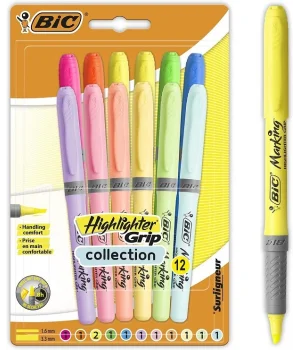 Bic Marking Highlighter Grip İşaretleme Kalemi Seti 12 Renk Pastel ve Neon