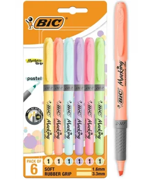 Bic Marking Highlighter Grip İşaretleme Kalemi Seti 6 Renk Pastel Renkler