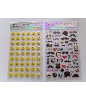 Bıyık ve Emojiler 3D Kabartmalı Sticker Çıkartma seti
