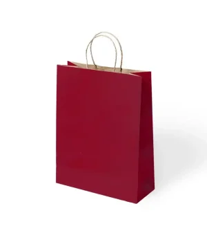 Bordo Büküm Saplı Kraft Çanta 25x31cm